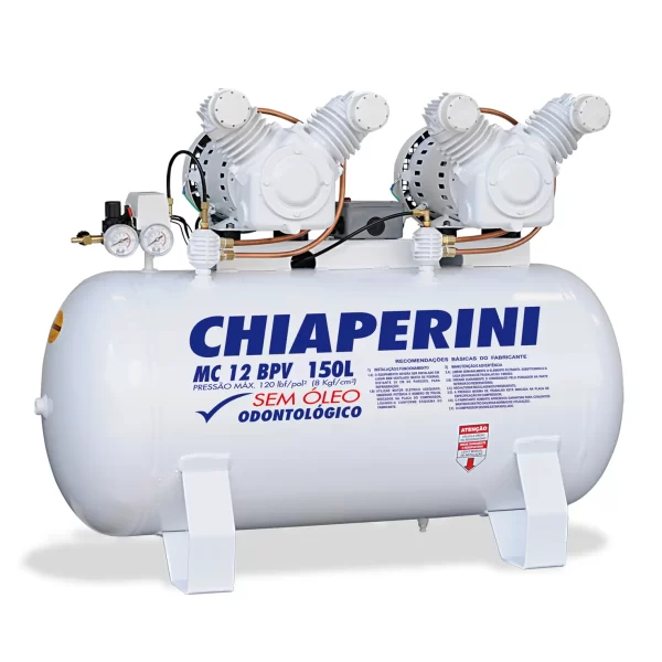 Motocompressor odontológico 12 pcm 150 litros sem óleo – Chiaperini MC 12 BPV 150 L