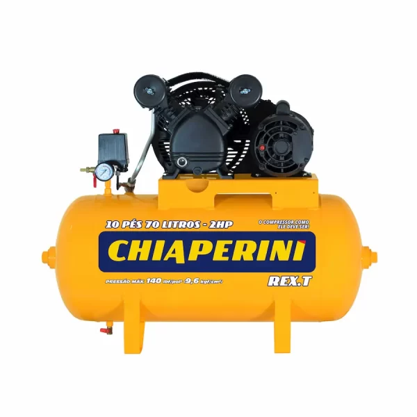 Compressor de ar média pressão 10 pcm 70 litros – Chiaperini 10 PÉS 70L REX.T