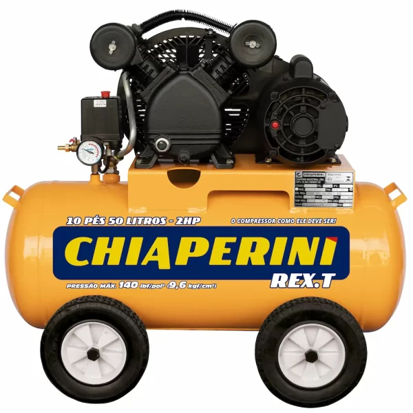 Compressor de ar média pressão 10 pcm 50 litros – Chiaperini 10 PÉS 50L REX.T Móvel